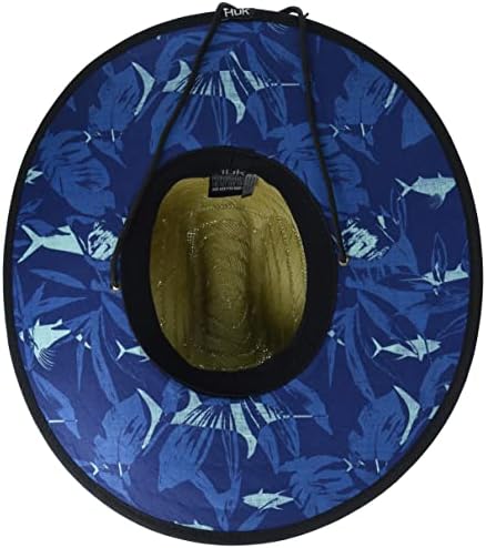 Huk Mens Mens Camo Patch כובע קש | דיג שוליים רחבים + כובע הגנת שמש, אוקיינוס ​​דקל - ים סרגאסו, אחד בגודל אותנו